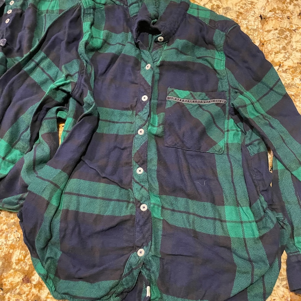 Aerie flannel pajamas (set) green/navy